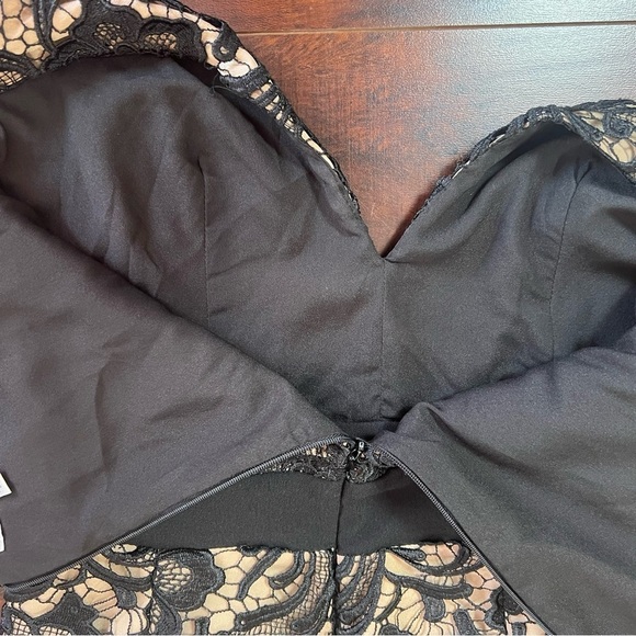 DRESS THE POPULATION Ava Floral Lace Mini Dress Black Plunging V-Neck Size Large - Picture 11 of 16